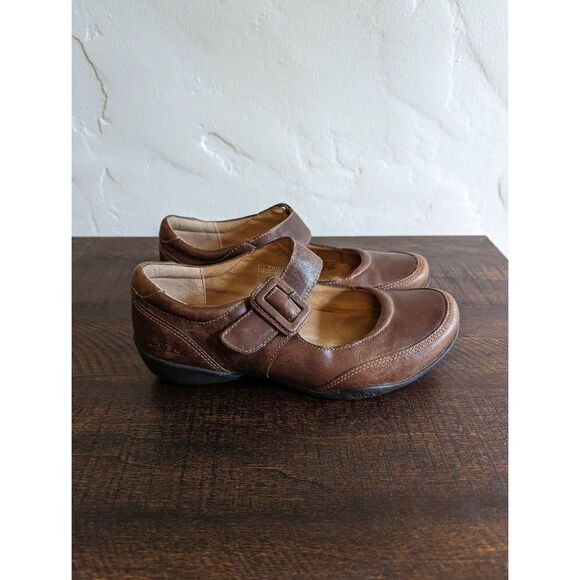 Taos Brown Leather Mary Jane Flats Shoes - Size 6 - Picture 1 of 8